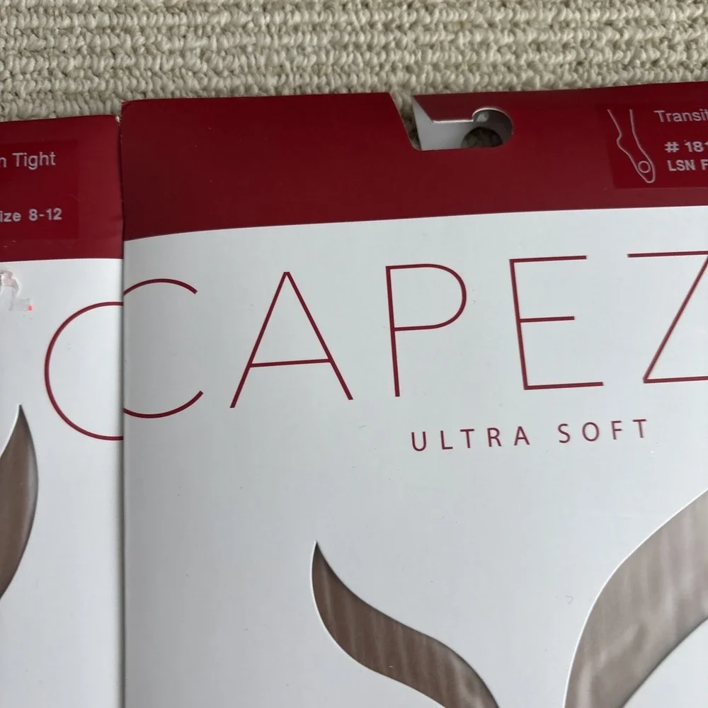 2 Capezio Ultra Soft Transition Tights Suntan Size 8-12 Dance Ballet #1816C